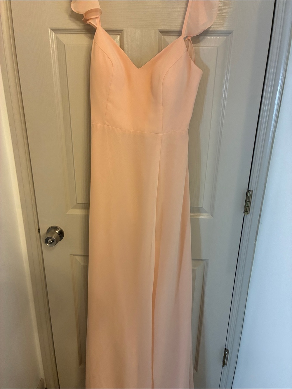 Azazie Soft Peach Maxi Dress with V-Neck